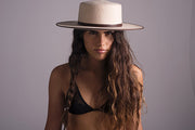 The TripTych Series Felt Hat - Square - Ivory/Brown