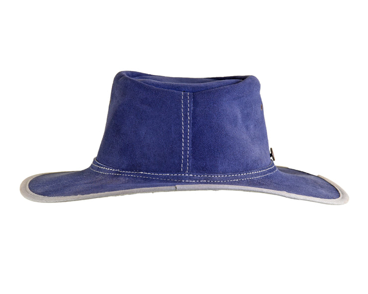 Chapéu de couro de veludo - camurça azul marinho