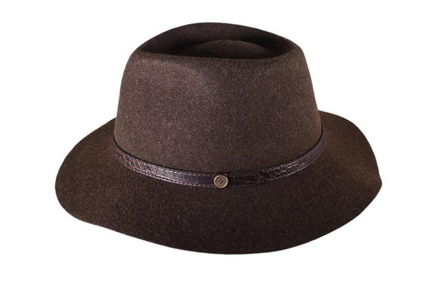 Chapéu de feltro Dingo esmagável - marrom mosqueado