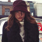 Maroon Velvet Kids Bucket Hat – Cosmic Girl, nostalgic unisex hat with cosmic charm.